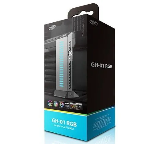 Suport pentru placă grafică Deepcool GH-01 RGB, Negru