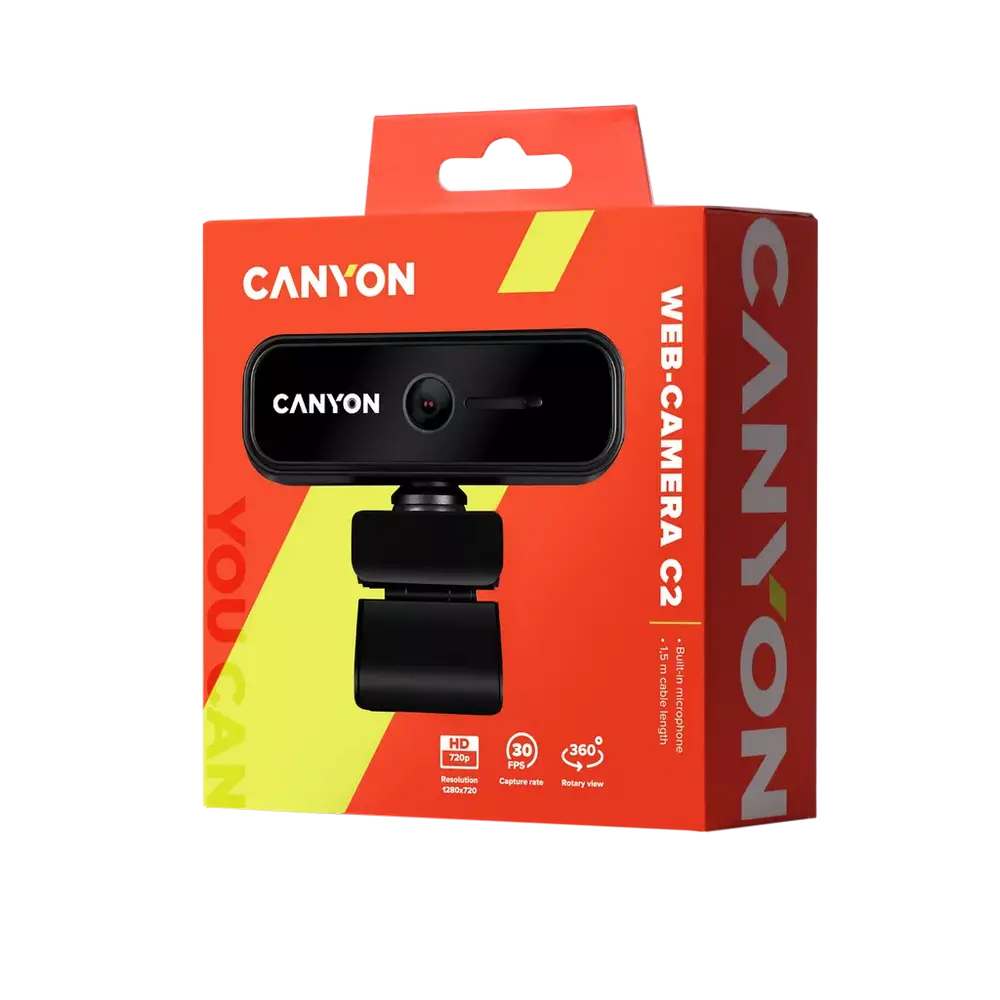 Веб-камера Canyon C2, Full-HD 1080P, Чёрный