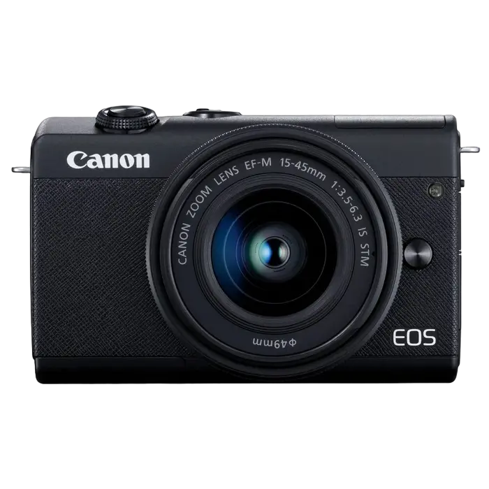 Aparat Foto Mirrorless Canon EOS M200 + EF-M 15-45 IS + EF-M 55-200 IS, Negru