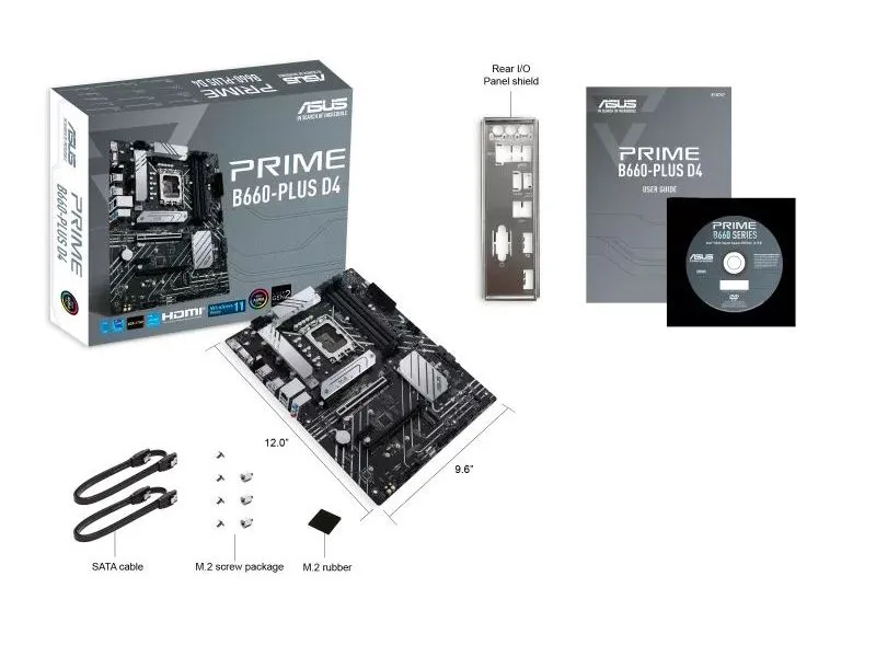 Материнская плата ASUS PRIME B660-PLUS D4, LGA1700, Intel B660, ATX