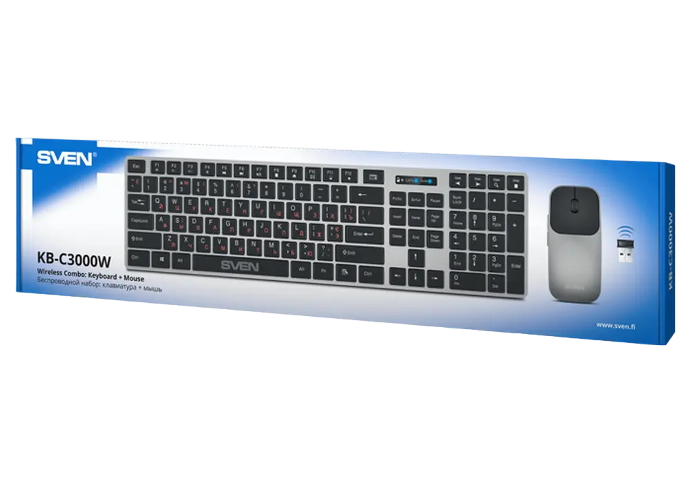 Set Tastatură + Mouse SVEN KB-C3000W, Fără fir, Negru