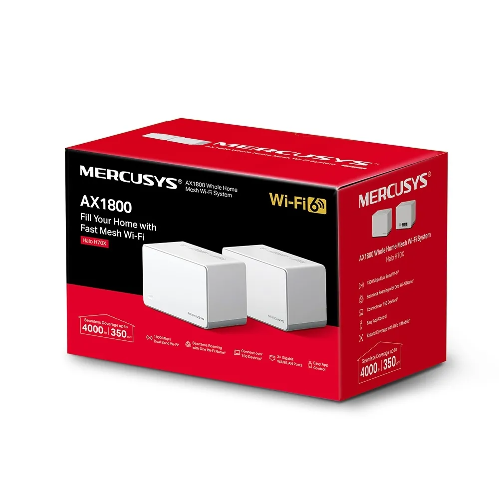 Домашняя Mesh Wi-Fi система MERCUSYS Halo H70X (2-pack), Белый
