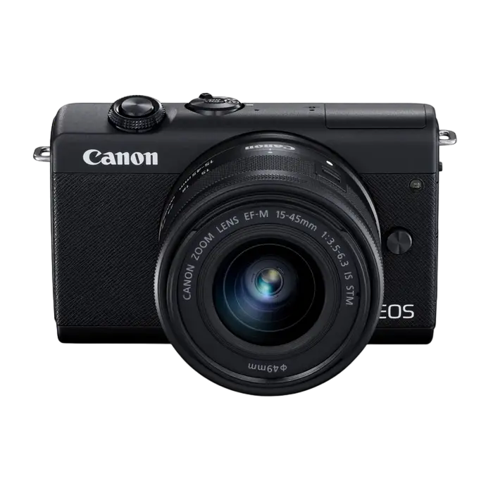 Aparat Foto Mirrorless Canon EOS M200 + EF-M 15-45 IS + EF-M 55-200 IS, Negru