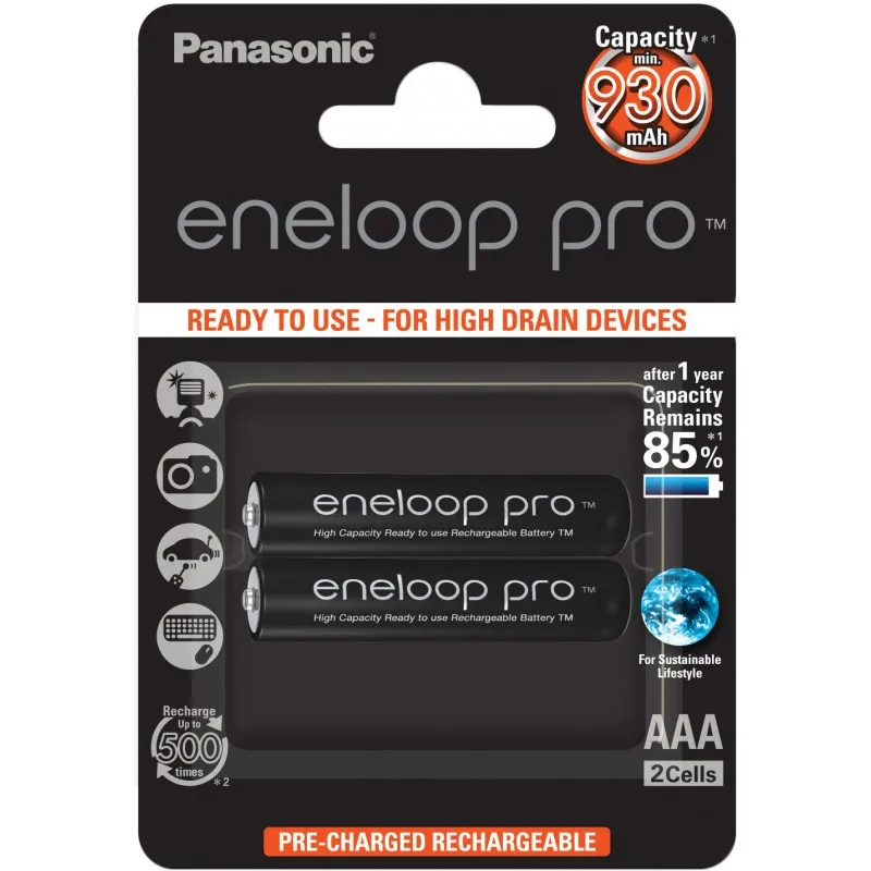  AAA  Eneloop PRO 930mAh, Blister*2, Panasonic, BK-4HCDE/2BE