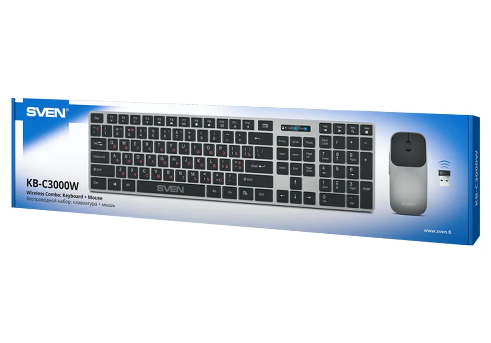 Set Tastatură + Mouse SVEN KB-C3000W, Fără fir, Negru