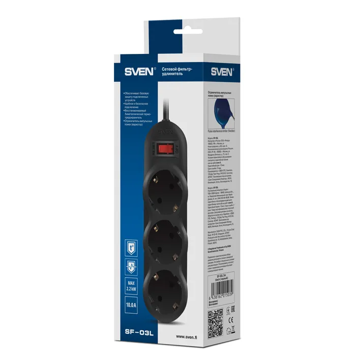 Prelungitor electric SVEN SF-03L, 3 Prize, 3m, 