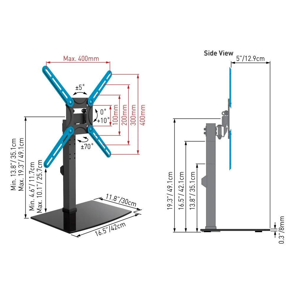 Suport pentru TV pe picior BARKAN S320, Negru