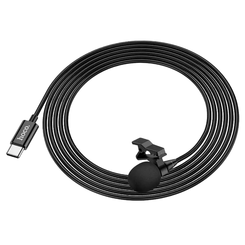 Портативный записывающий микрофон Hoco L14 Type C, USB, Чёрный