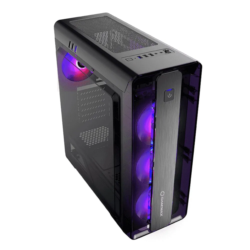 Carcasă PC Gamemax MoonLight FRGB, Midi-Tower, ATX, Negru