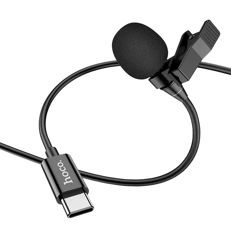 Портативный записывающий микрофон Hoco L14 Type C, USB, Чёрный