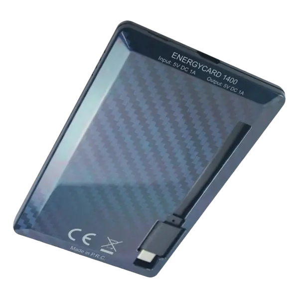Acumulator extern Tuncmatik EnergyCard 1400 Lightning, 1400mAh, Negru