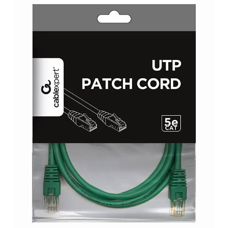 Patch cord Cablexpert PP12-1M/G, CAT5e UTP, 1m, Verde