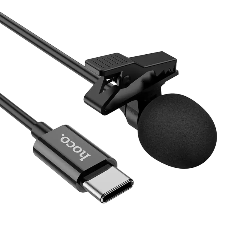 Портативный записывающий микрофон Hoco L14 Type C, USB, Чёрный
