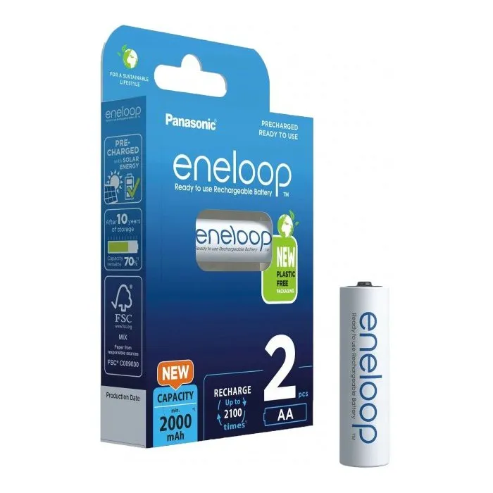  AA  Eneloop 2000mAh, Blister*2, Panasonic, BK-3MCDE/2BE