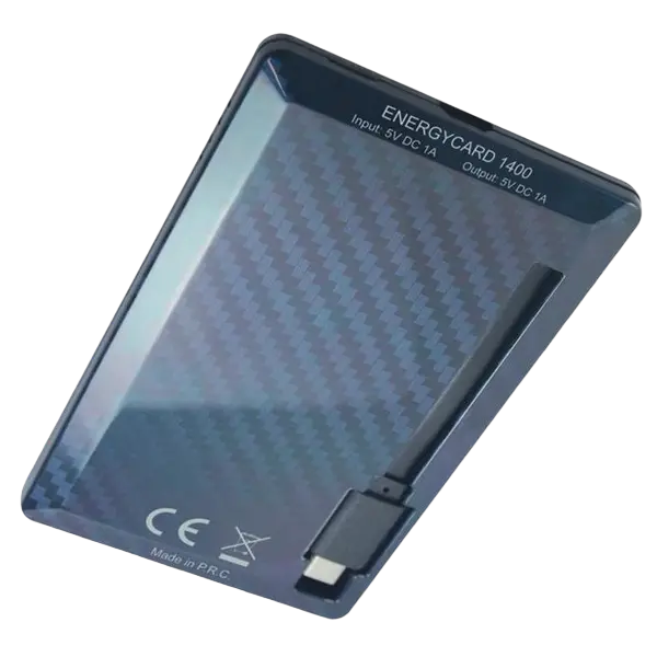 Acumulator extern Tuncmatik EnergyCard 1400 Lightning, 1400mAh, Negru