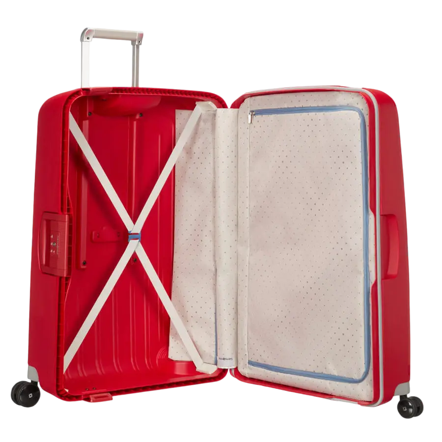 Valiza Samsonite S'CURE cu 4 roti 75/28 rosu