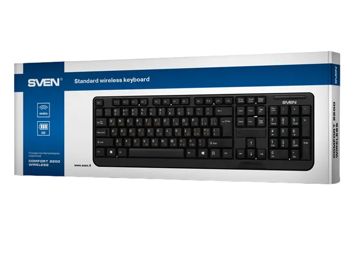 Tastatură SVEN KB-C2200W, Fără fir, Negru