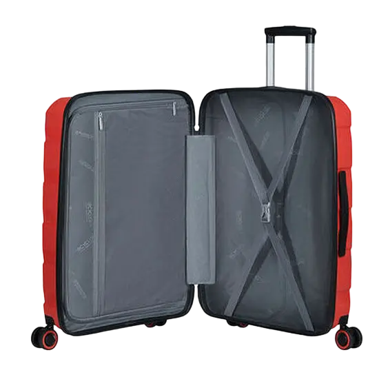 Valiza American Turister AIR MOVE 4 roti 75/28 TSA rosu coral