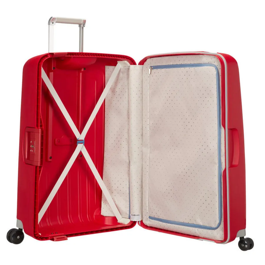 Valiza Samsonite S'CURE cu 4 roti 75/28 rosu