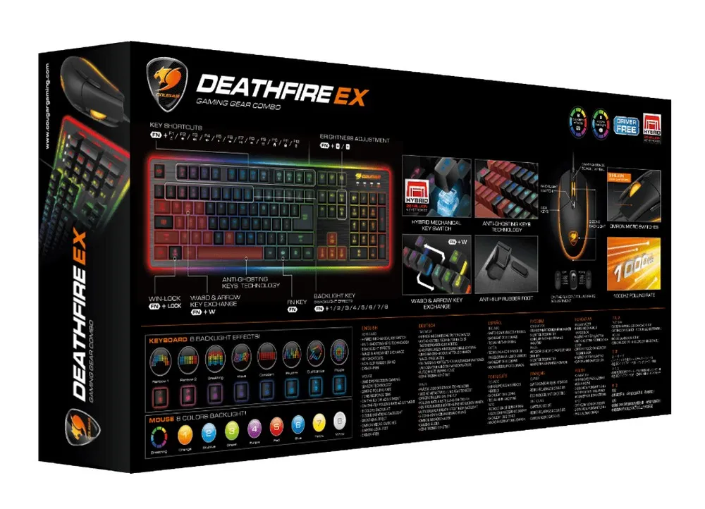 Gaming Keyboard & Mouse Cougar Deathfire EX, 8-Effect Multicolour Backligh, FN Key, Win Lock, USB