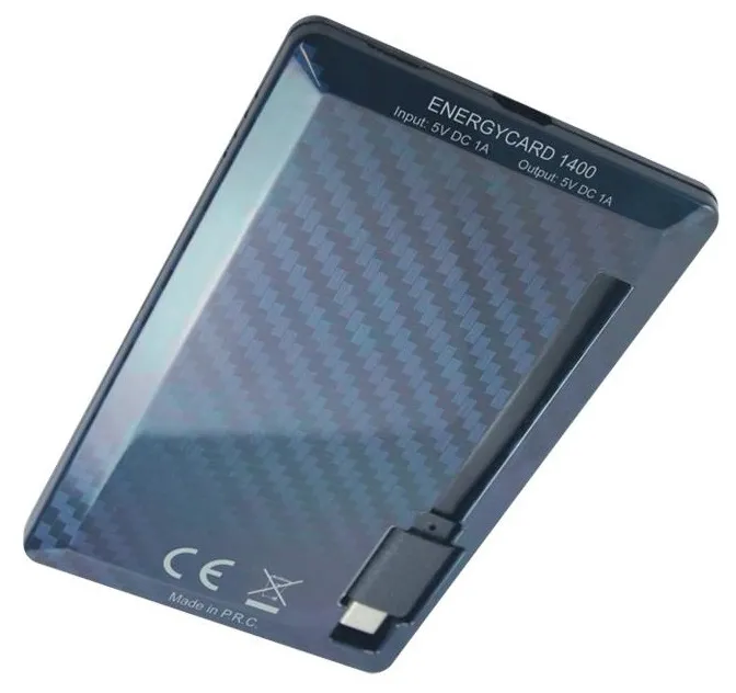 Acumulator extern Tuncmatik EnergyCard 1400 Lightning, 1400mAh, Negru