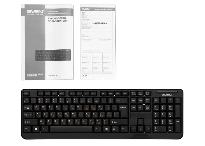 Tastatură SVEN KB-C2200W, Fără fir, Negru