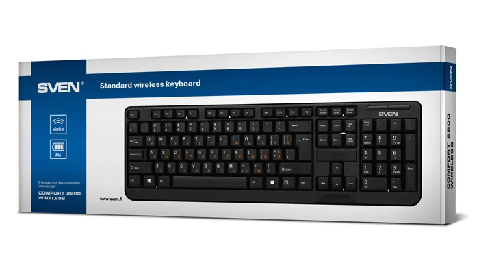 Tastatură SVEN KB-C2200W, Fără fir, Negru