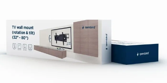 Suport TV de perete  Gembird WM-80RT-01, Negru