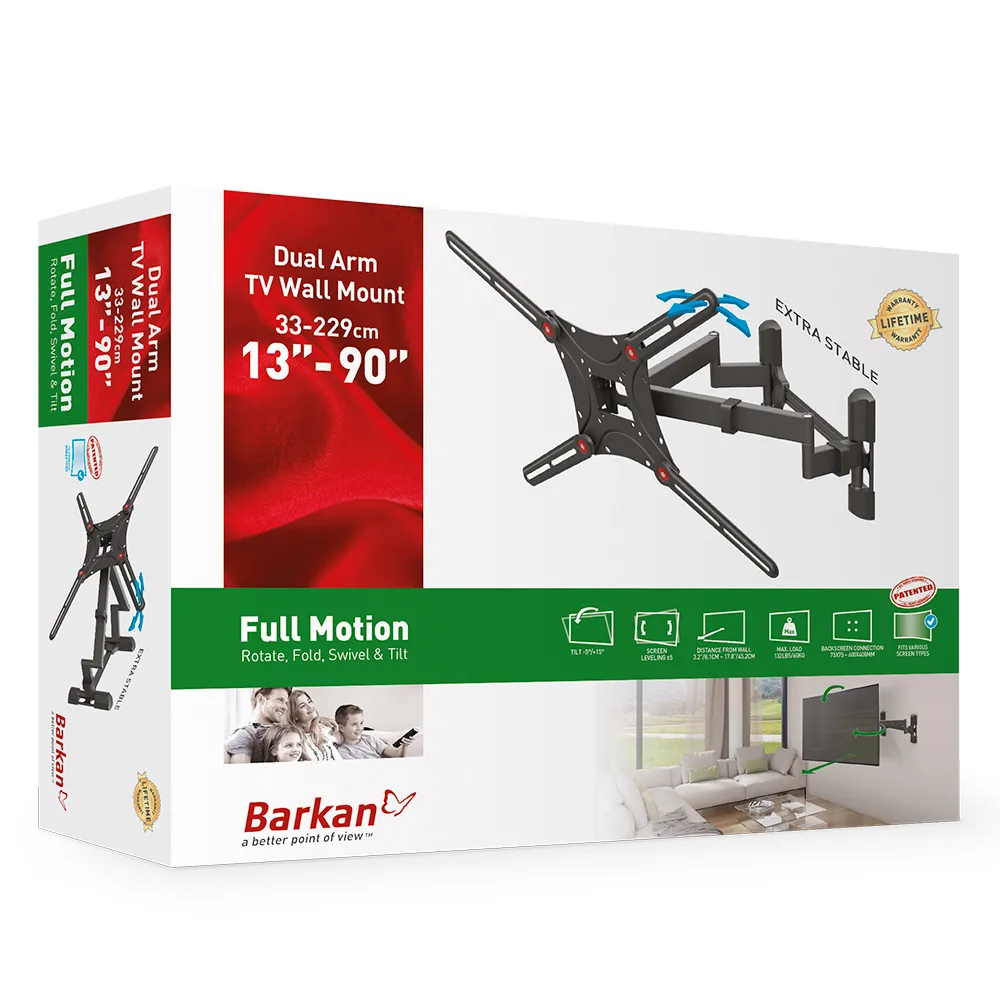 Suport TV de perete BARKAN BM464L, Negru