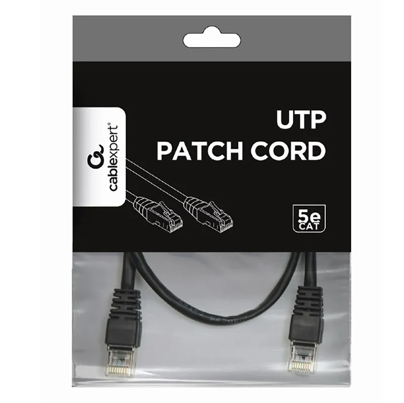Patch cord Cablexpert PP12-1M/BK, CAT5e UTP, 1m, Negru