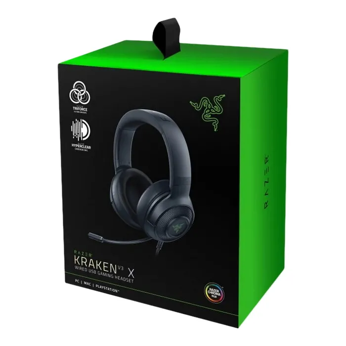 Gaming Headset Razer Kraken X, 40mm drivers, 12-28kHz, 32 Ohm, 109db, 250g, 1.3m, 3.5mm, Black