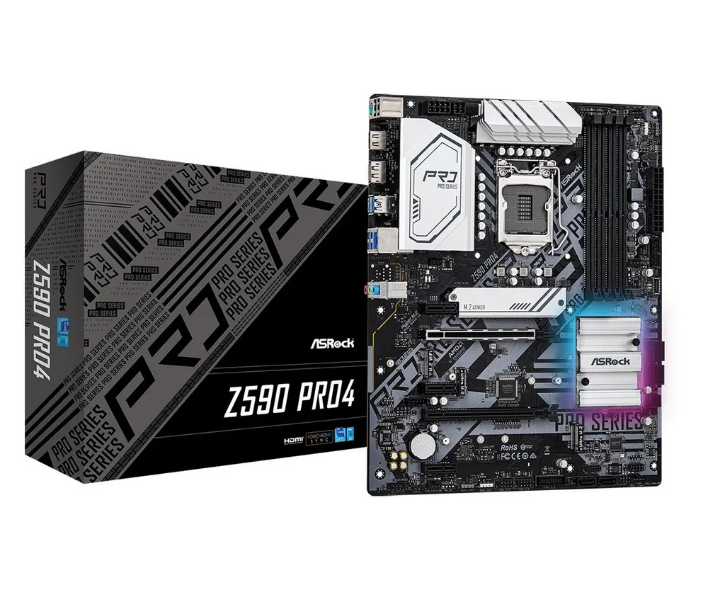 Материнская плата ASRock Z590 Pro4, LGA1200, Intel Z590, ATX