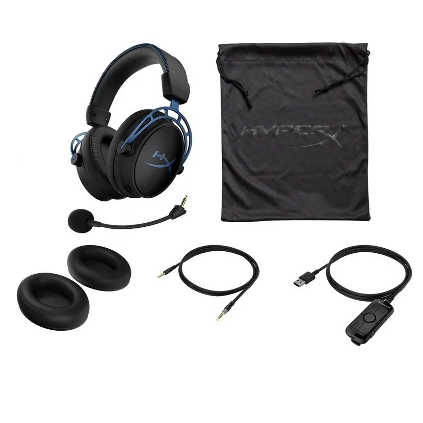 Căști gaming HyperX Cloud Alpha S, Wireless/Cu fir, Negru / Albastru
