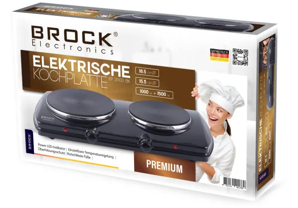 Plită electrică mini BROCK EP2000BK, Negru