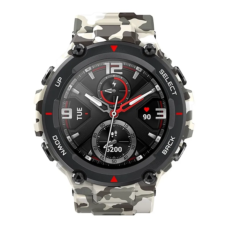 Ceas inteligent Xiaomi Amazfit T-Rex, Carcasa din Polimer de culoare Camo Verde cu bandă Camo Verde