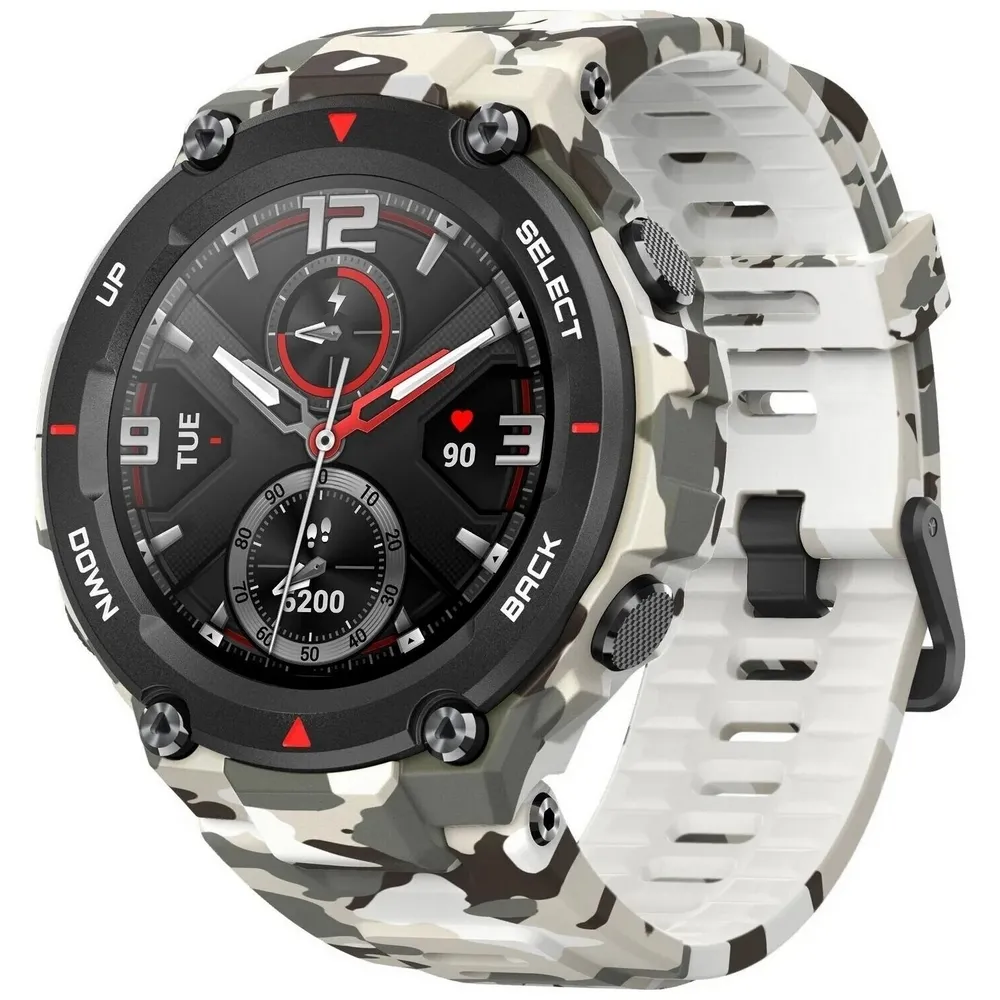 Ceas inteligent Xiaomi Amazfit T-Rex, Carcasa din Polimer de culoare Camo Verde cu bandă Camo Verde