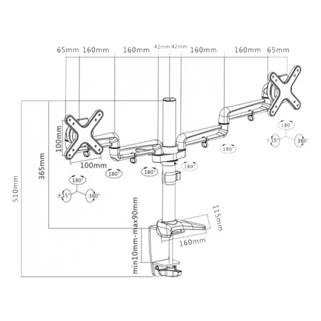 Suport birou pentru monitoare Reflecta FLEXO Desk 23-1010D, Argintiu