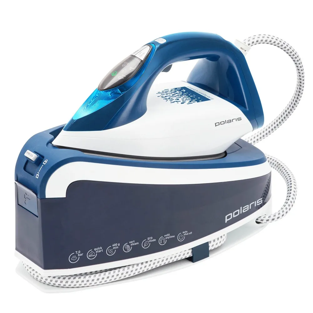 Fier de călcat cu generator de abur Polaris PSS6501K, 3000W, Alb Albastru