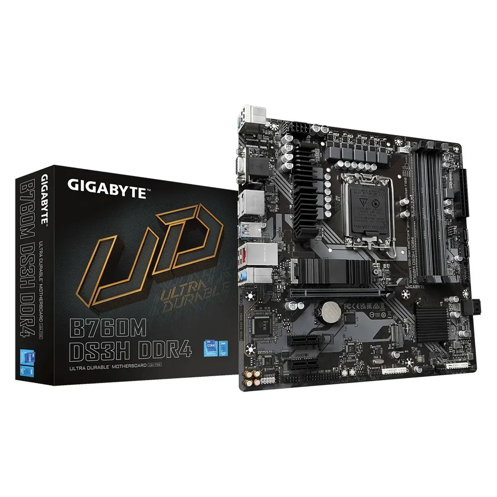 Материнская плата Gigabyte B760M DS3H DDR4, LGA1700, Intel B760, Micro-ATX