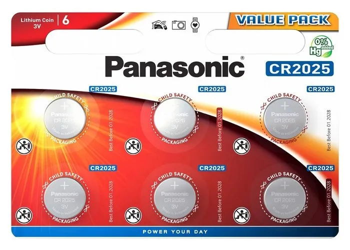 Baterii rotunde Panasonic CR-2025EL, CR2025, 6buc.