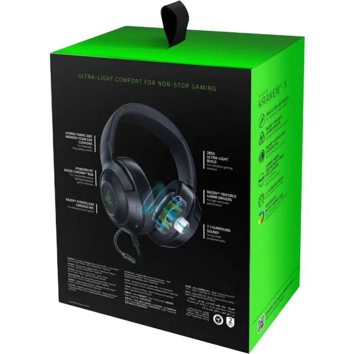 Căști gaming Razer Kraken V3 X, USB, Negru