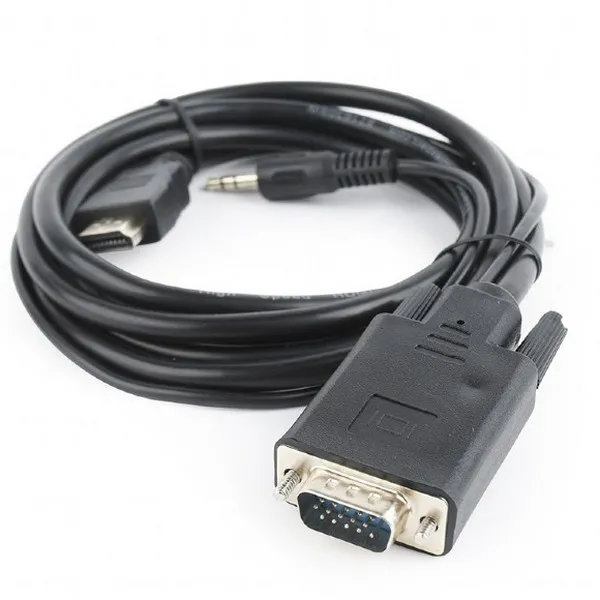 Cablu Video Cablexpert A-HDMI-VGA-03-6, HDMI (M) - VGA D-Sub + 3.5 mm Jack, 1,8m, Negru