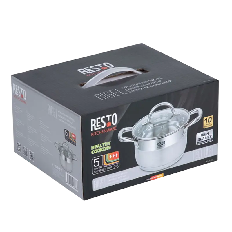 Кастрюля RESTO 92102, 1,9л, Нержавеющая сталь