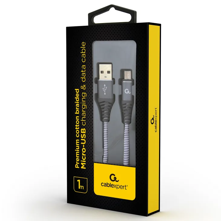 Кабель для зарядки и синхронизации Cablexpert CC-USB2B-AMmBM-1M-WB2, USB Type-A/micro-USB, 1м, Серый
