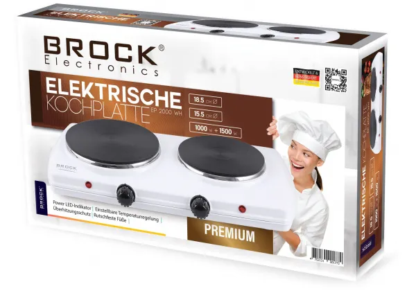 Plită electrică mini BROCK EP2000WH, Alb