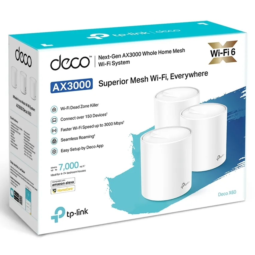 Домашняя Mesh Wi-Fi система TP-LINK Deco X60 (3-pack), Белый