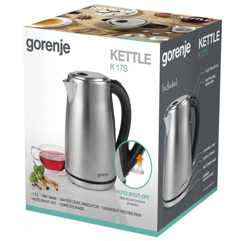 Fierbător electric Gorenje K17S, Oțel inoxidabil