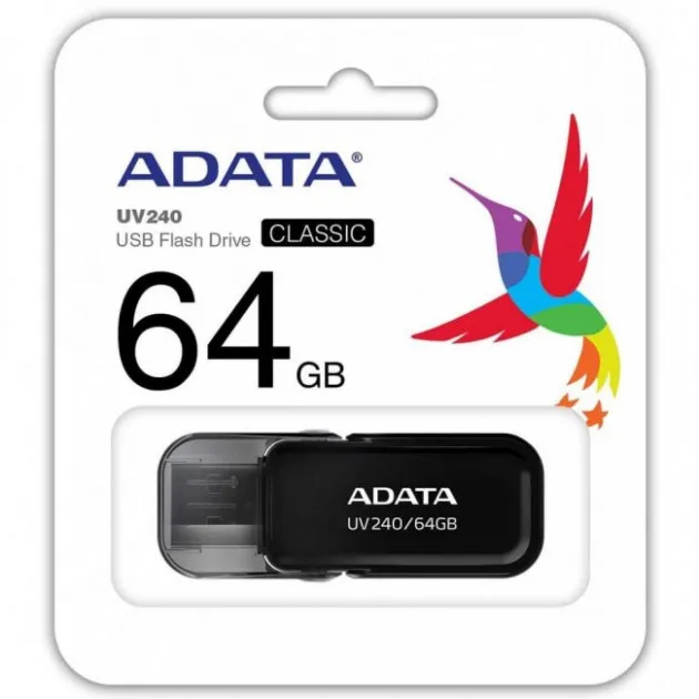 USB Flash накопитель ADATA UV240, 64Гб, Чёрный