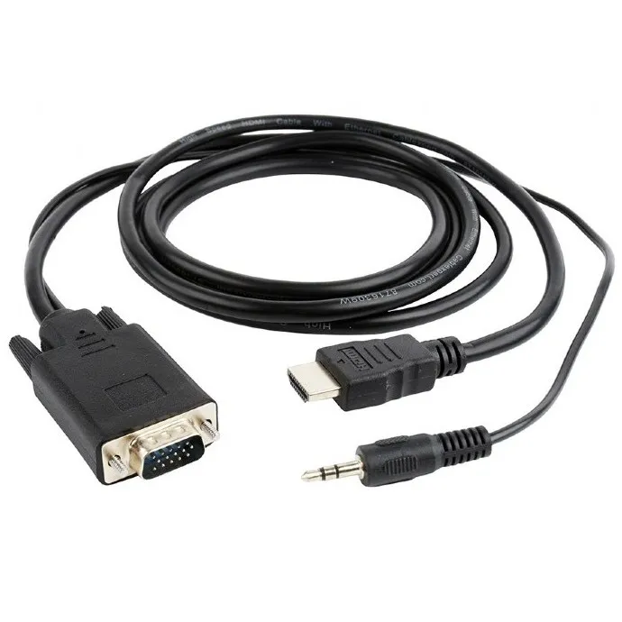 Cablu Video Cablexpert A-HDMI-VGA-03-10, HDMI (M) - VGA D-Sub + 3.5 mm Jack, 3m, Negru
