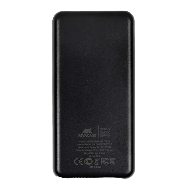Acumulator extern RivaCase VA2572, 20000mAh, Negru